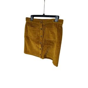 Madewell Corduroy Button Front A Line Mini Skirt Mustard Yellow Size 10